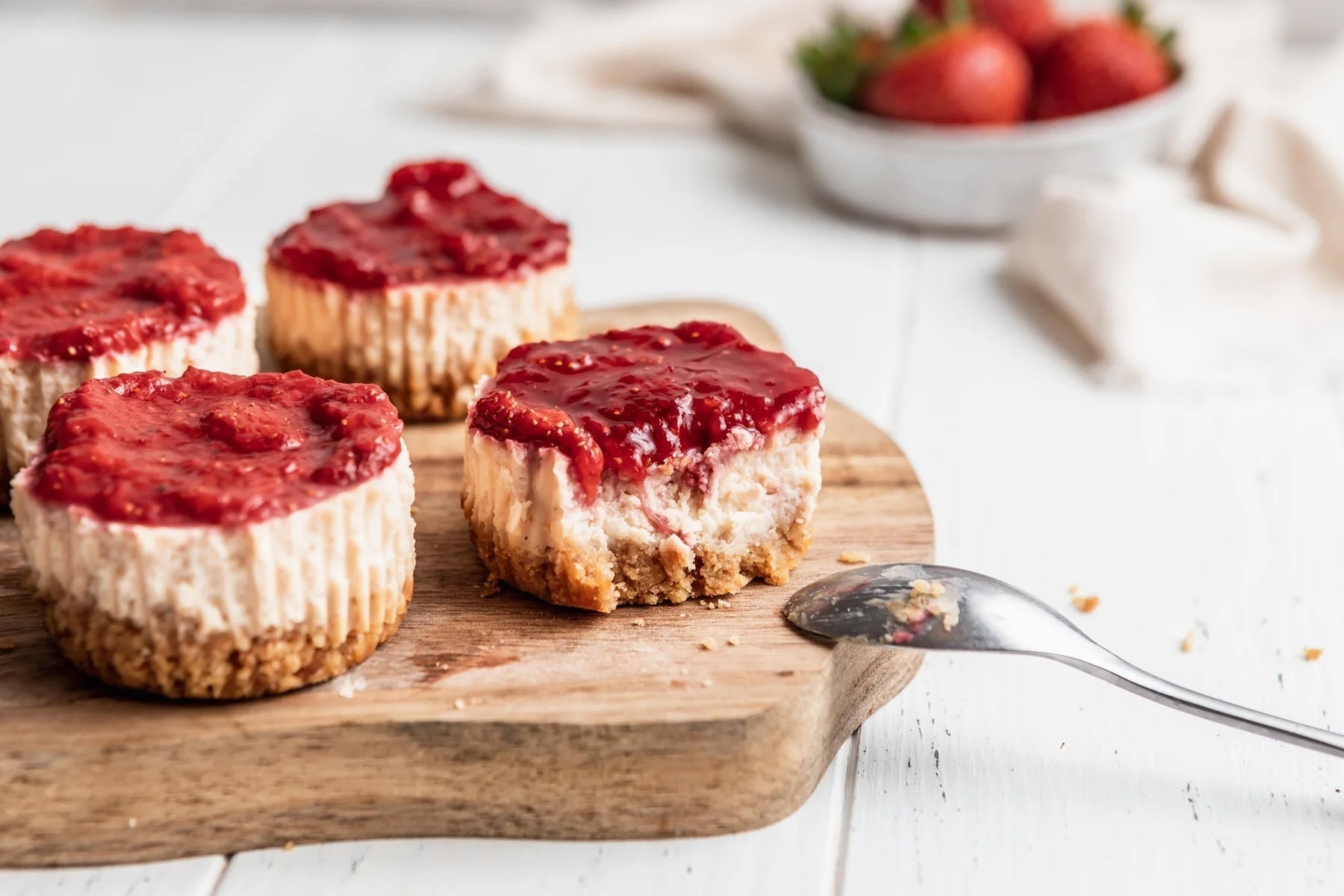 Mini Strawberry Protein Cheesecakes