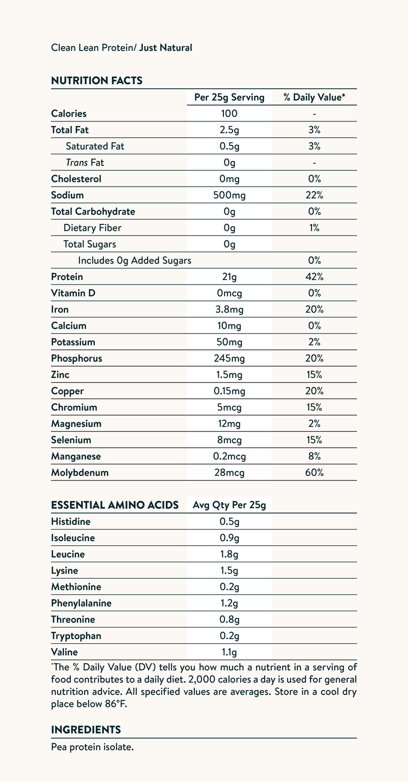 Nutrition facts image