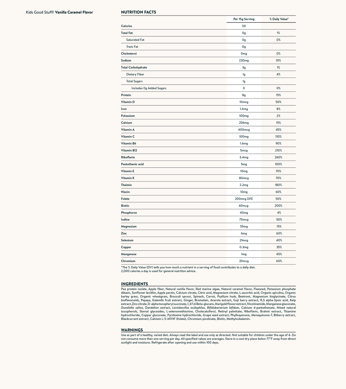 Nutrition facts image