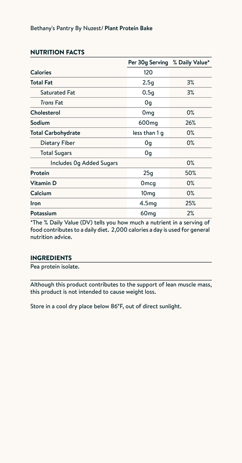 Nutrition facts image